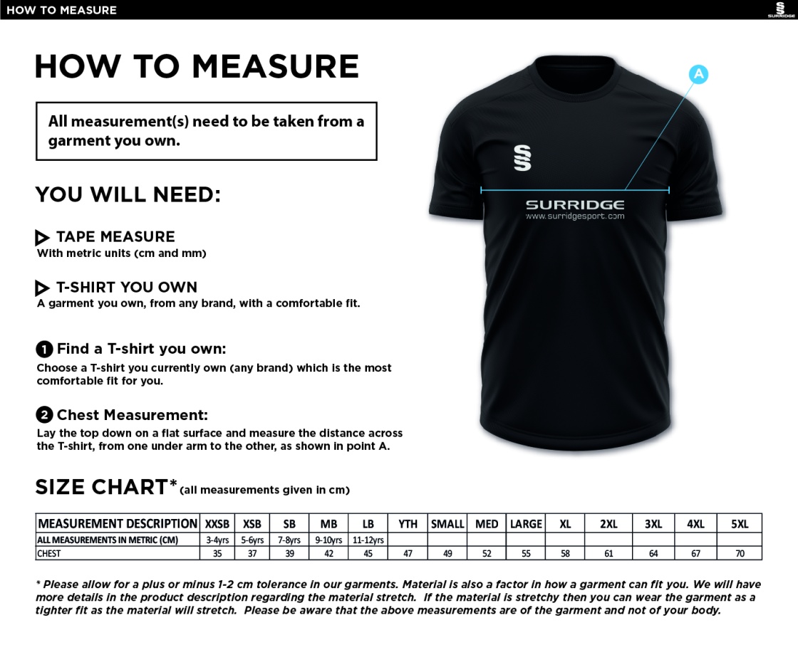 WEST MIDLANDS TEACHING CONSORTIUM BLADE POLO SHIRT - Size Guide