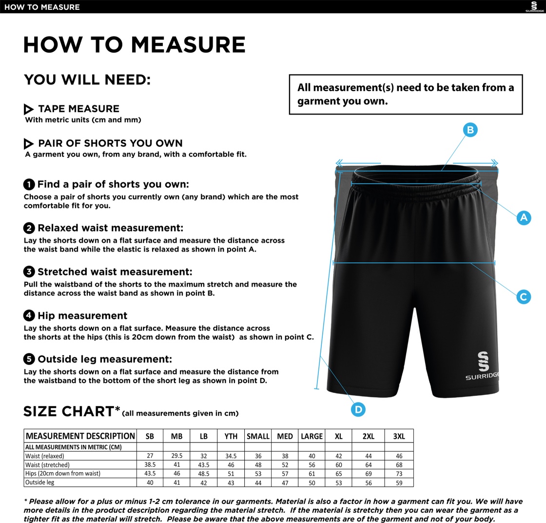 WEST MIDLANDS TEACHING CONSORTIUM BLADE SHORTS - Size Guide